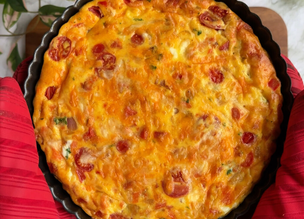Double Cheddar and Smoked Salmon Quiche